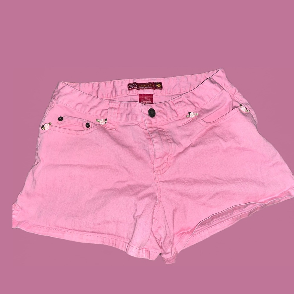 pink jean shirt shirts with roses and vintage pattern pocket 🌸🌸